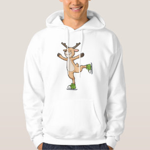 Deer at Ice skating with Ice skates Hoodie