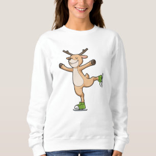 Deer at Ice skating with Ice skates Sweatshirt