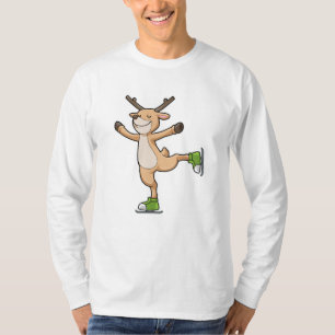 Deer at Ice skating with Ice skates T-Shirt
