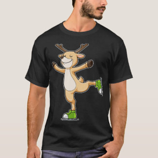 Deer at Ice skating with Ice skates T-Shirt