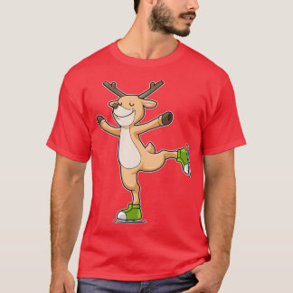 Deer at Ice skating with Ice skates T-Shirt