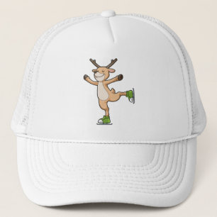 Deer at Ice skating with Ice skates Trucker Hat