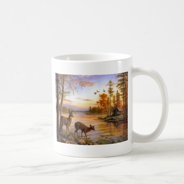 Deer At Lake Coffee Mug (Right)