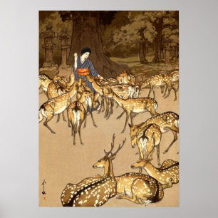 Deer at the Kasuga Shrine Yoshida Hiroshi 1928 Poster