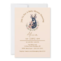 Deer baby and mama baby shower invitations