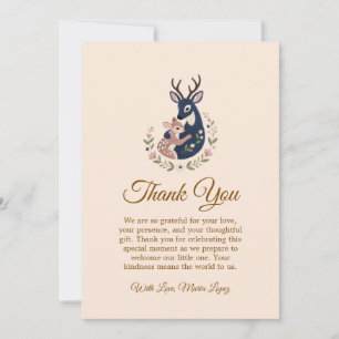 Deer baby and mama baby shower thank you card
