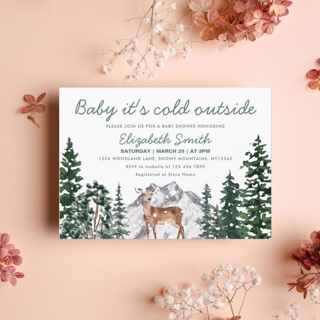 Deer Baby It's Cold Outside Girl Baby Shower Invitation (Creator Uploaded)