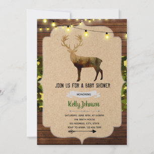 Deer baby shower birthday invitation