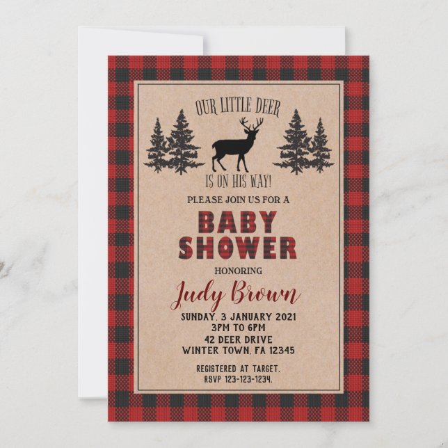 Deer Baby Shower, Christmas Shower, Holidays Invitation (Front)