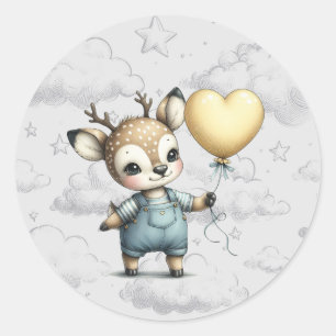 Deer Baby Shower Classic Round Sticker