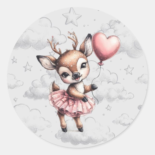 Deer Baby Shower Classic Round Sticker (Front)