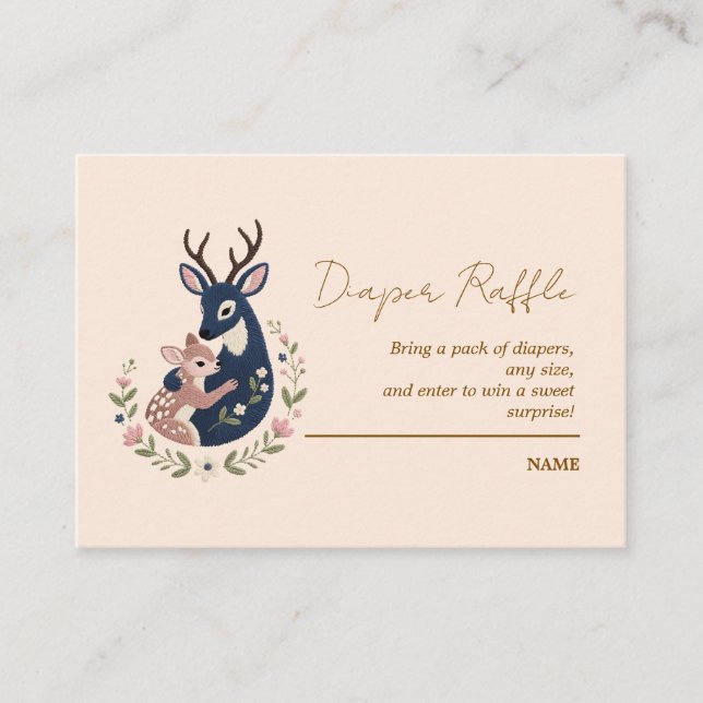 Deer Baby Shower Diaper Raffle Enclosure Card (Front)