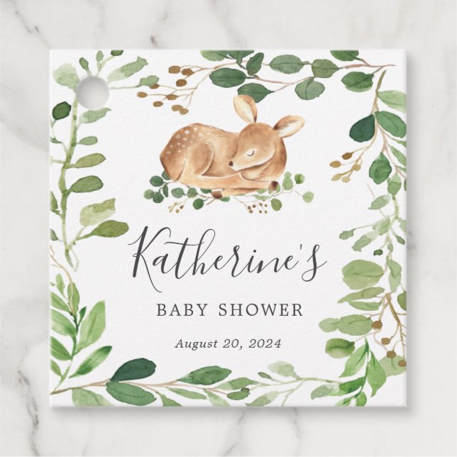 Deer Baby Shower Favour Tag (Front)