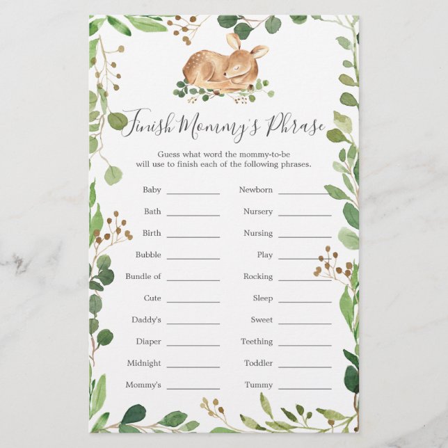 Deer Baby Shower Finish Mummy's Phrase (Front)