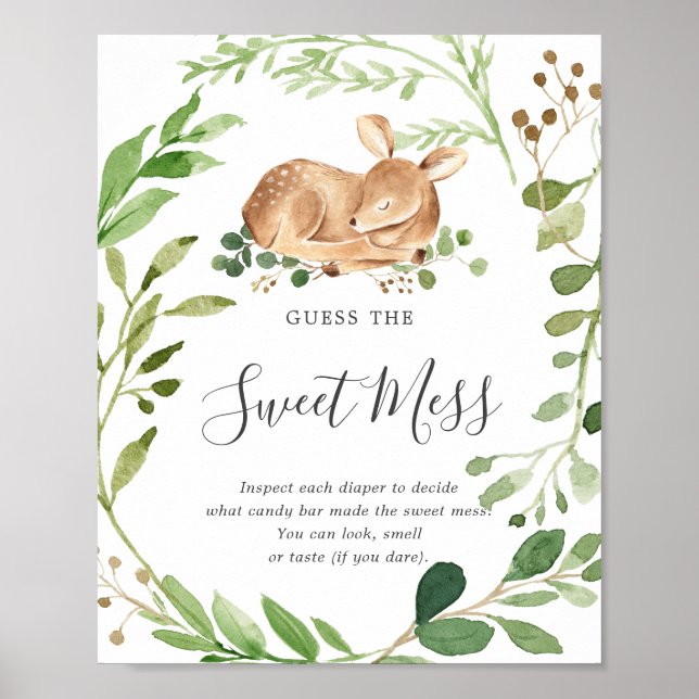 Deer Baby Shower Guess The Sweet Mess Poster (Front)