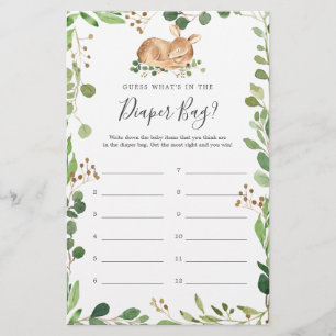 Deer Baby Shower Guess What's in the Diaper Bag