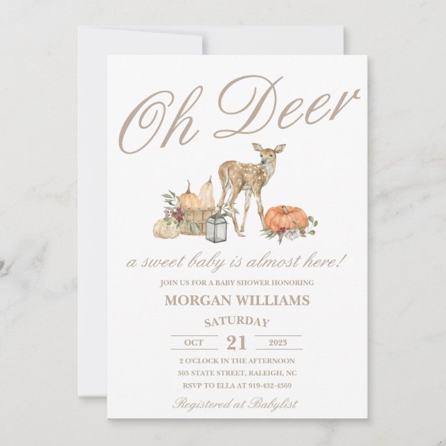 Deer Baby Shower Invitation (Front)