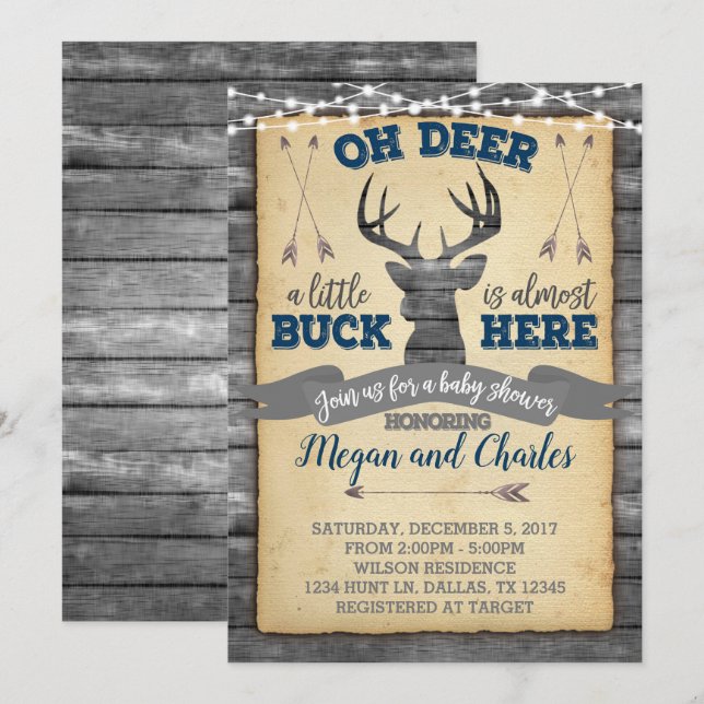 Deer Baby Shower Invitation Invite (Front/Back)