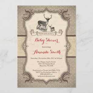 Deer Baby Shower Invitation Rustic Woodland