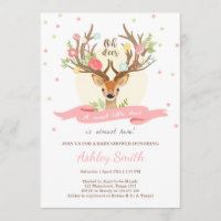 Deer baby shower invitation Woodland Antlers Girl