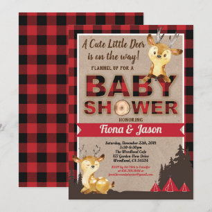 Deer baby shower lumberjack couples baby shower invitation