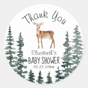Deer Baby Shower Thank You Classic Round Sticker