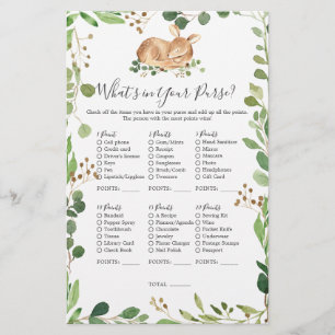 Deer Baby Shower What's in Your Purse