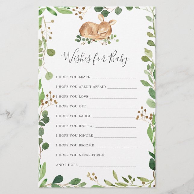 Deer Baby Shower Wishes For Baby (Front)