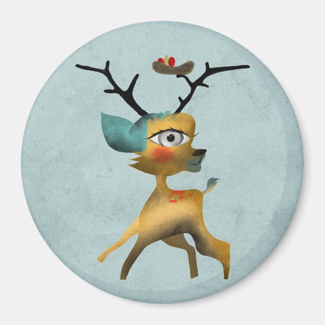 Deer Bambi Venado Woodland Forest Aqua Magnet (Front)