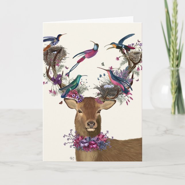 Deer Birdkeeper, Tropical Bird Nests Card (Front)