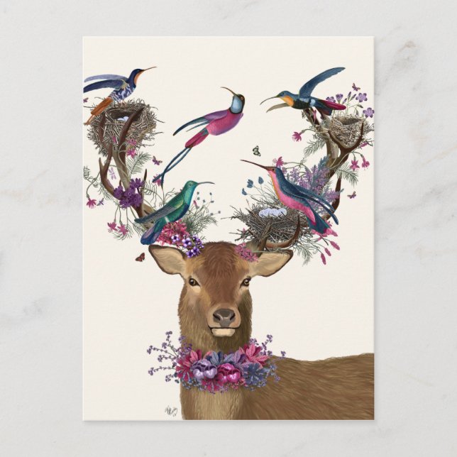 Deer Birdkeeper, Tropical Bird Nests Postcard (Front)