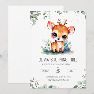 Deer birthday invitation, Forest Animals Birthday  Invitation