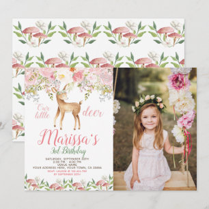 Deer Birthday Invitation with Photo