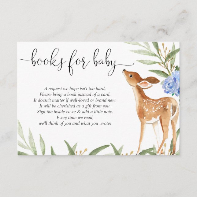 Deer book request boy baby shower book insert (Front)