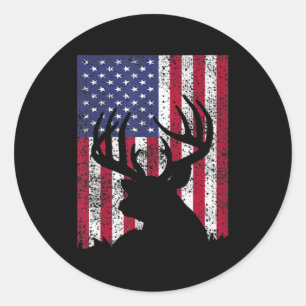 Deer Bow Hunting Tee Whitetail Hunter American Fla Classic Round Sticker