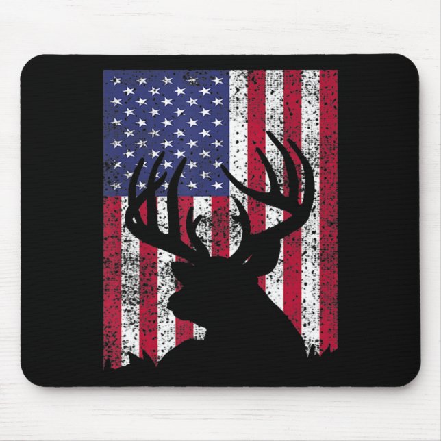 Deer Bow Hunting Tee Whitetail Hunter American Fla Mouse Mat (Front)