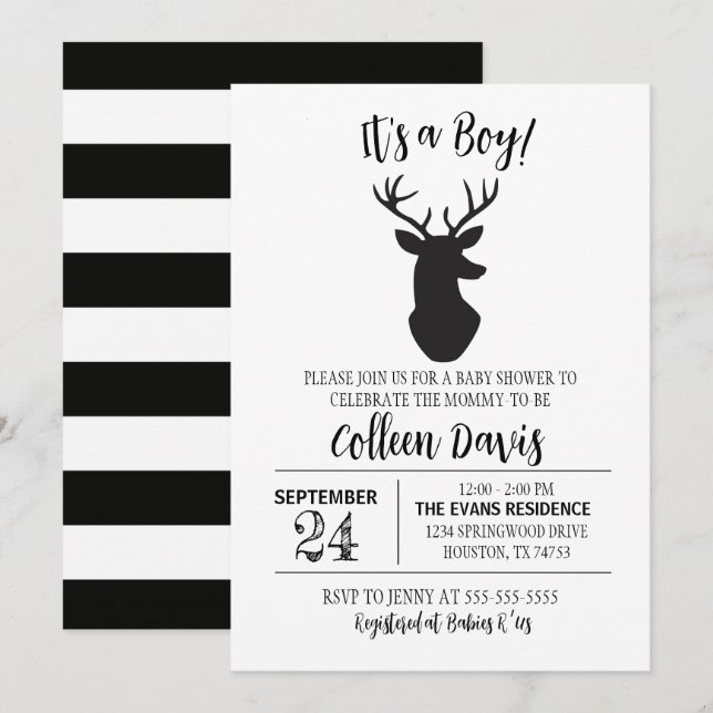 Deer Boy Baby Shower Invitation (Front/Back)
