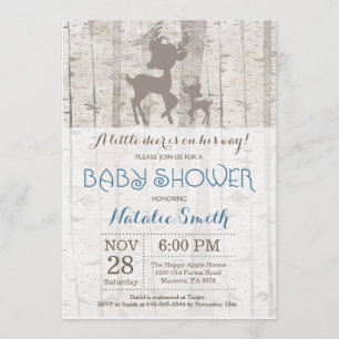 Deer Boy Baby Shower Invitation Rustic Woodland