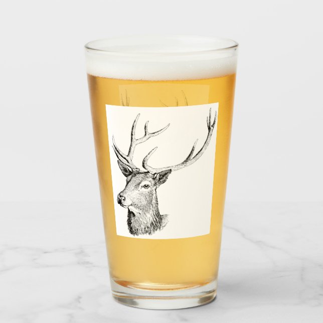 Deer Buck Antlers Animals Hunting For Men Rustic Glass (Back Filled)