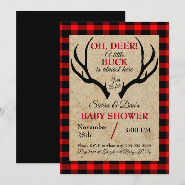 Deer Buck Boy Baby Shower Invitation (Front/Back)
