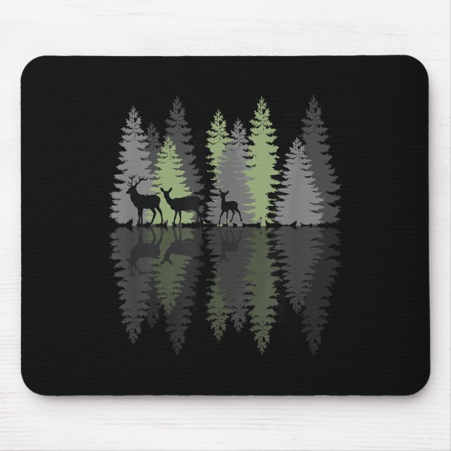 Deer Buck Doe Fawn Pine Trees Wilderness Love Camp Mouse Mat (Front)