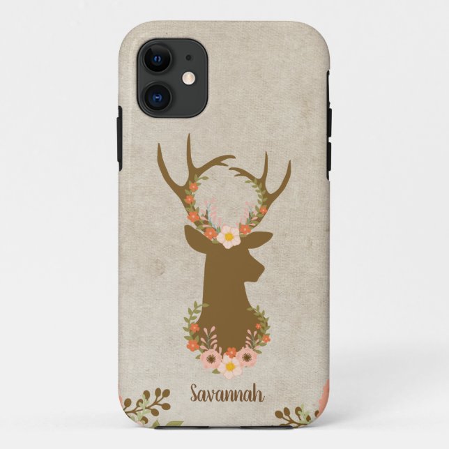 Deer Buck Floral Feminine Hunter  Case-Mate iPhone Case (Back)