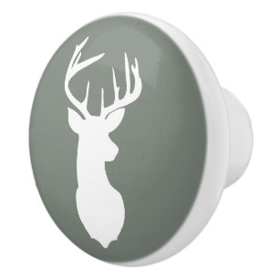 Deer Buck Head Drawer Pull Camo Green