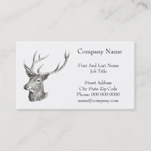 Deer Buck Head with Antlers Black and White Art Business Card