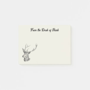 Deer Buck Head with Antlers Black and White Art Post-it Notes