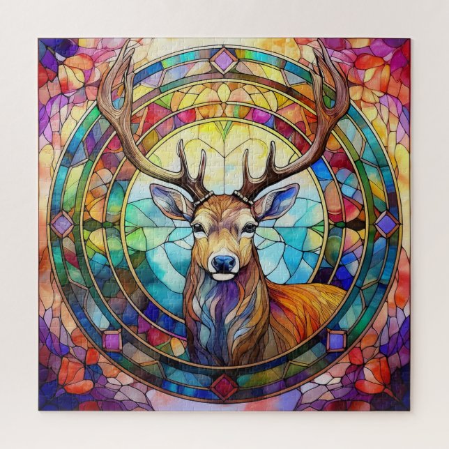 Deer Buck in Stained Glass Jigsaw Puzzle (Vertical)