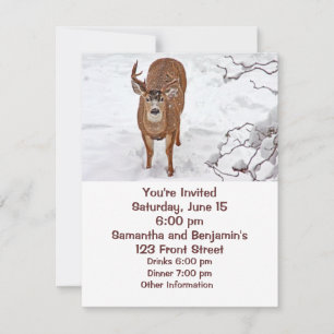 Deer Buck in Winter Snow Invitation