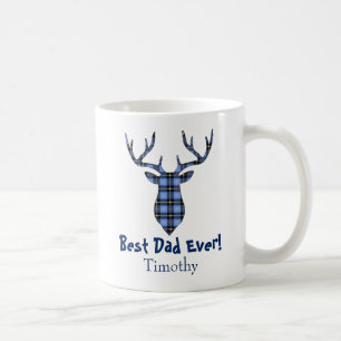 Deer Buck Plaid Blue and Black Coffee Mug