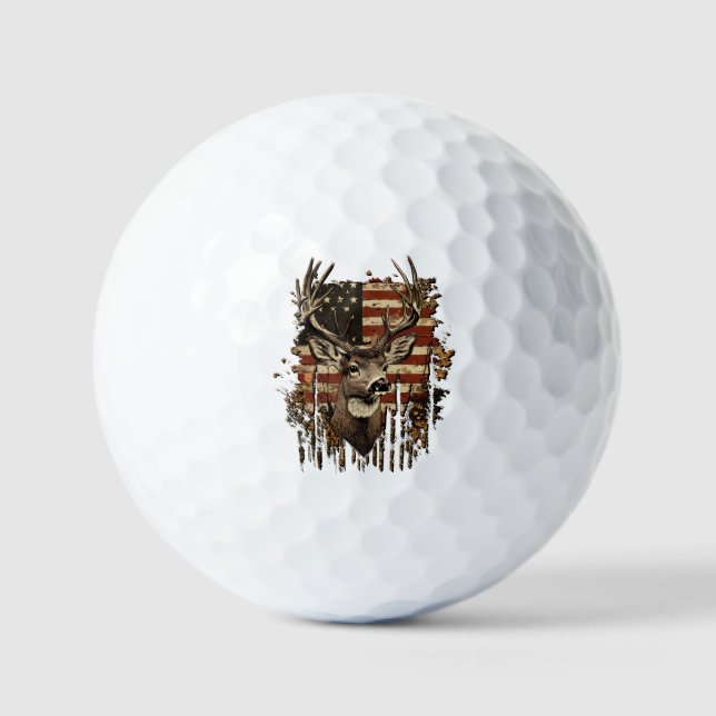 Deer, Buck Season USA Flag Golf Balls (Front)