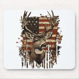Deer, Buck Season USA Flag Mouse Mat
